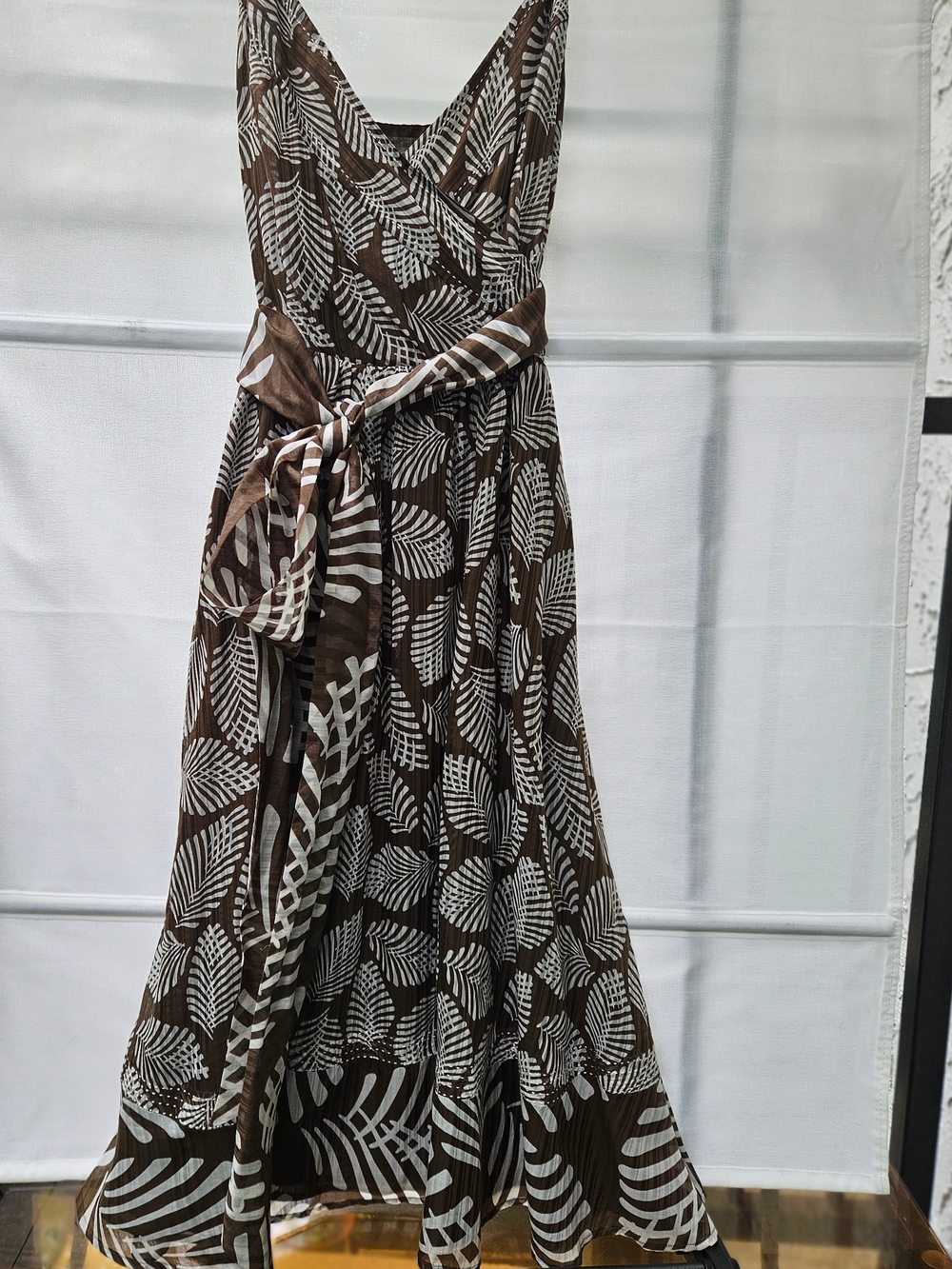 Tommy Bahama NWOT Silk Cotton Tropical Dress 2 Border Hem Midi Double Wrap Sash - Picture 15 of 17
